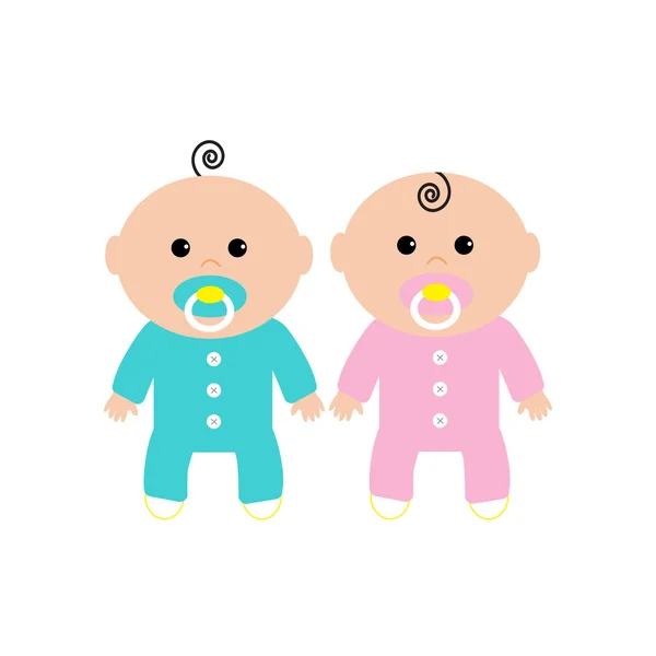 Twins Two cute twin babies — Stock Vector