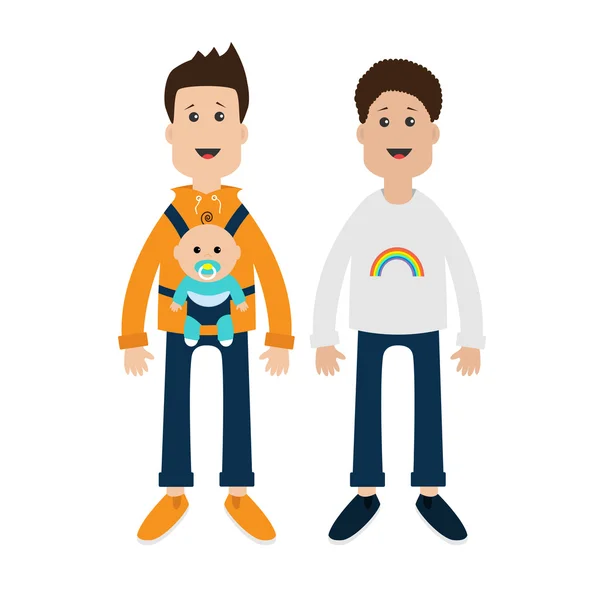 Dos padres con hijo bebé — Vector de stock