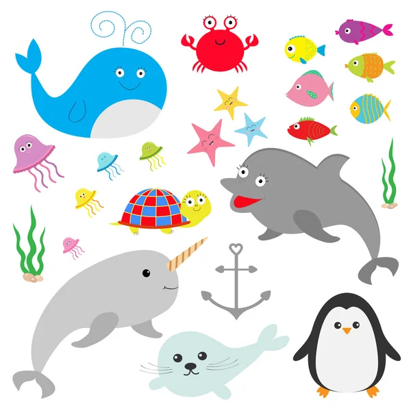 Sea ocean animals — Stock Vector