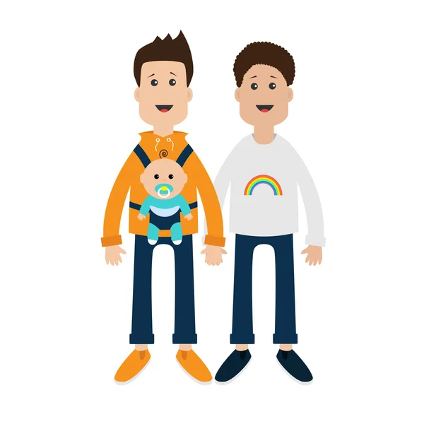 Dos padres con niño — Vector de stock