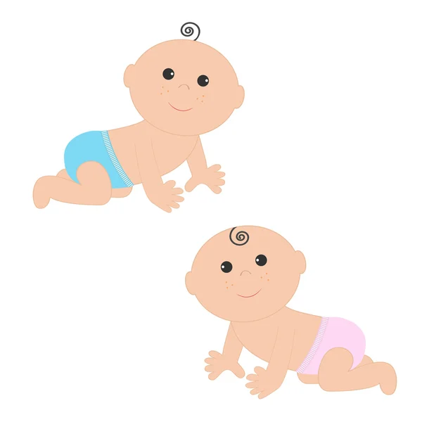 Lindo bebé niño y niña — Archivo Imágenes Vectoriales