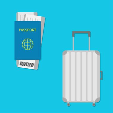 pasaport, biletler ve bavul