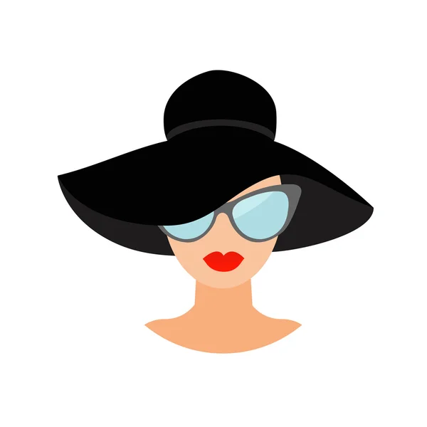 Woman in black hat — Stock Vector