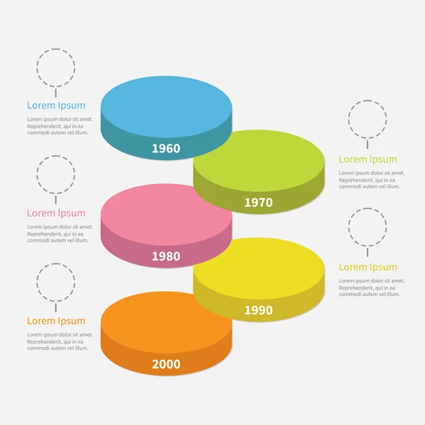 Cronología de cinco pasos — Vector de stock