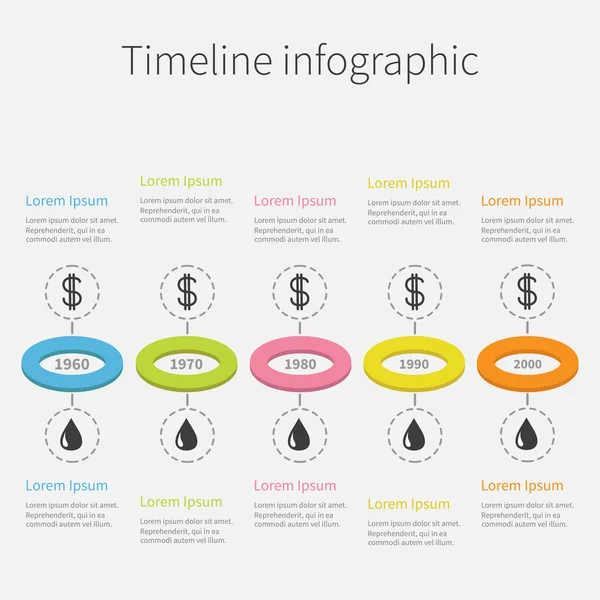 Cronología Cinco pasos Infografía . — Vector de stock