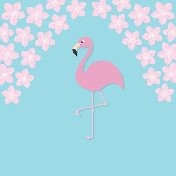 Rosafarbener Flamingo auf einem Bein — Stockvektor