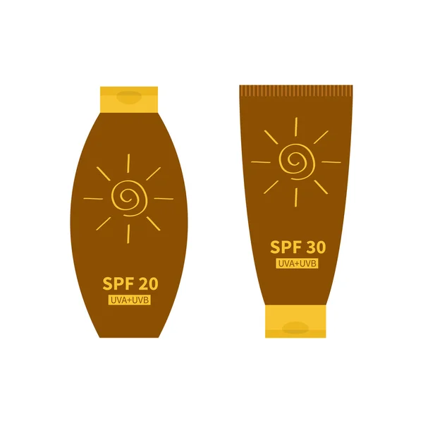 Tubos de crema bronceadora protector solar — Vector de stock