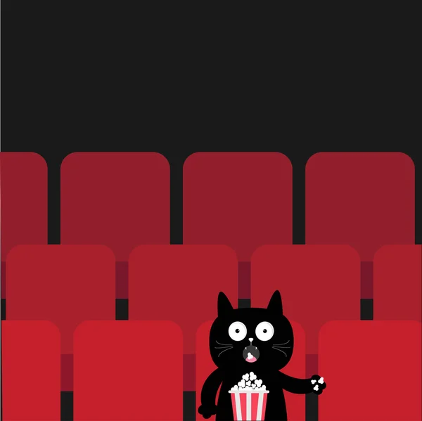 Gato sentado no cinema — Vetor de Stock