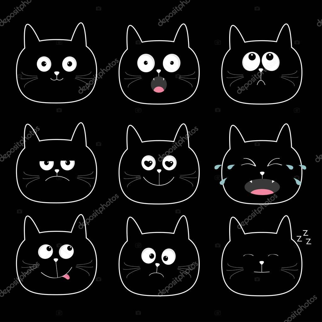 vector illustration of the face of a cartoon cat with an angry