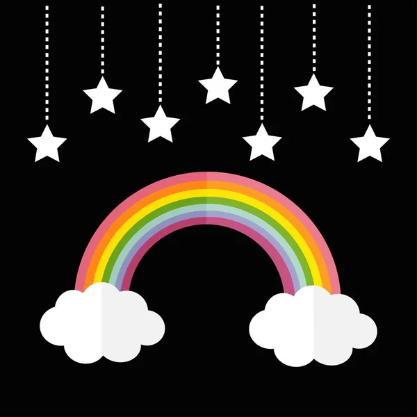 虹と 2 つの白い雲. — ストックベクタ