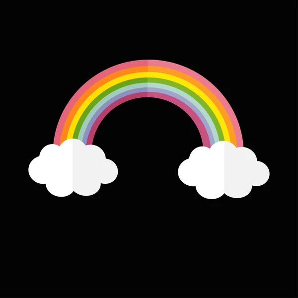 彩虹和两个白色的云朵. — 图库矢量图片
