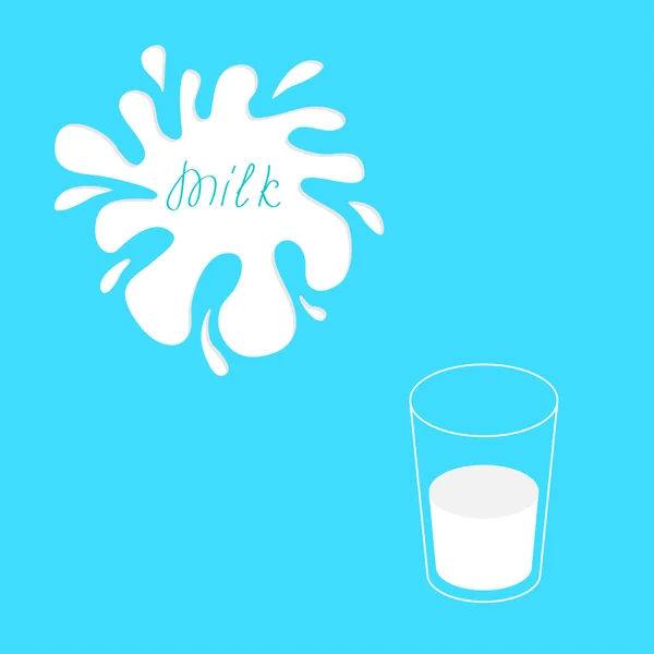 Salpicos de leite grande e vidro — Vetor de Stock