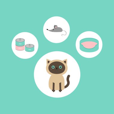 Siyam kedisi yuvarlak simgeler kümesi