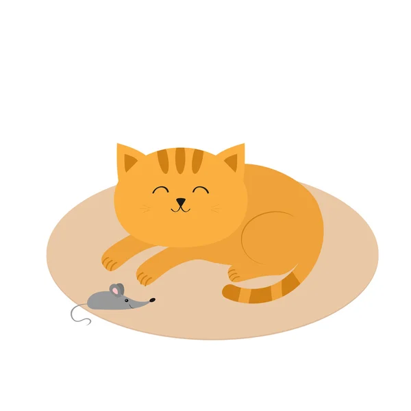Carino gatto arancione e mouse — Vettoriale Stock