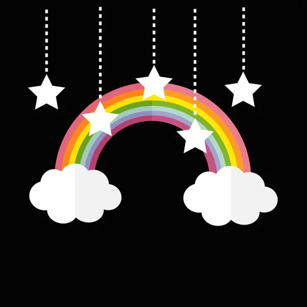 彩虹在云和恒星 — 图库矢量图片