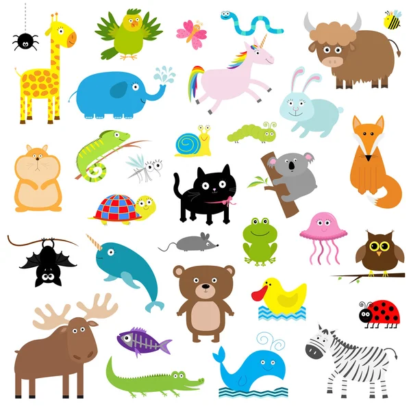 Conjunto de animales del zoológico — Vector de stock
