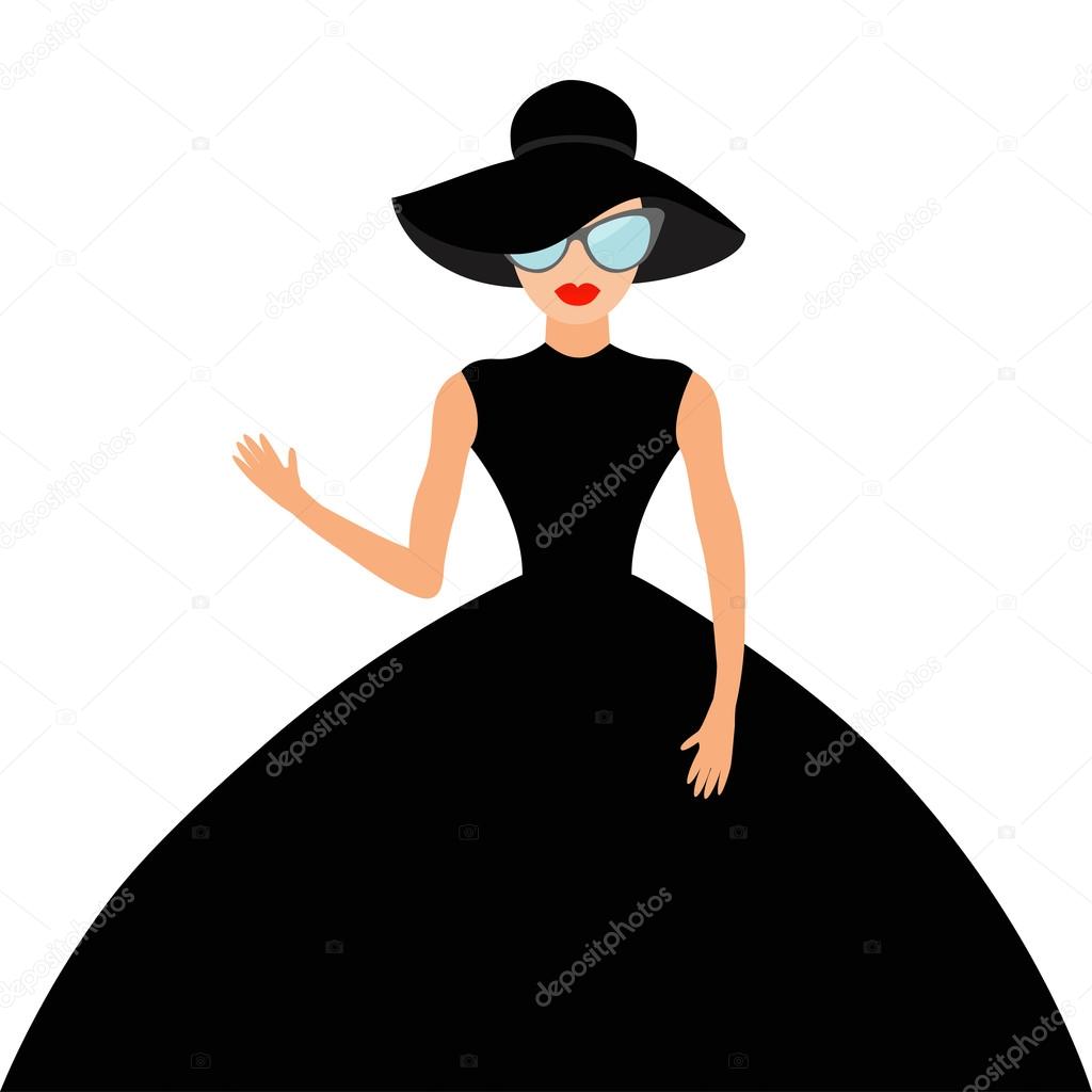 Woman in black hat and big dress Stock Vector Image by ©worldofvector #119129222 Woman in black hat and big dress Stock Vector Image by ©worldofvector #119129222