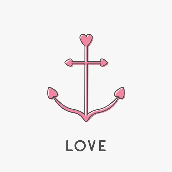 Anchor icon in shapes of heart — Stock Vector