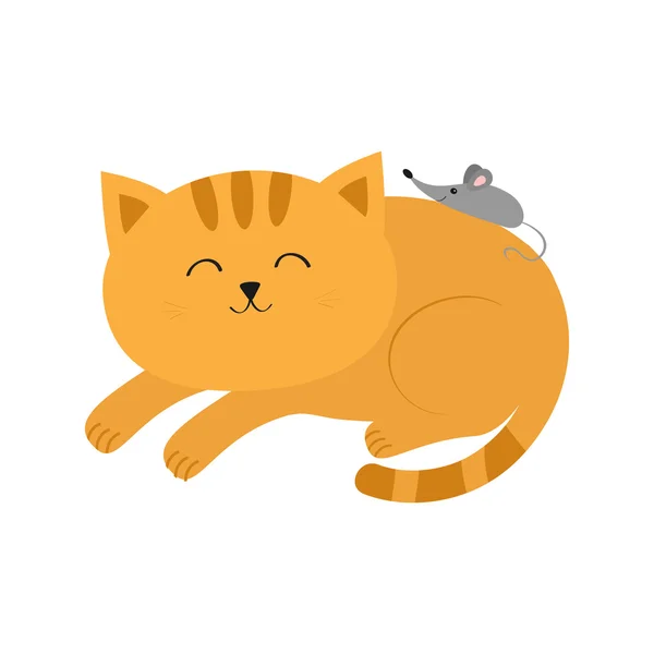 Cute lying sleeping cat — Stock Vector