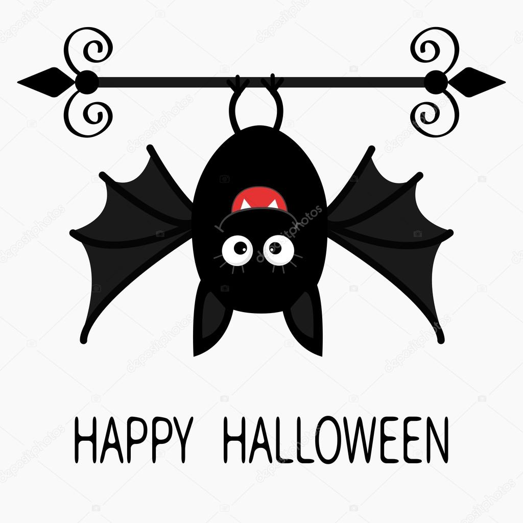 Images cartoon hanging bat Cute cartoon hanging bat — Stock Vector