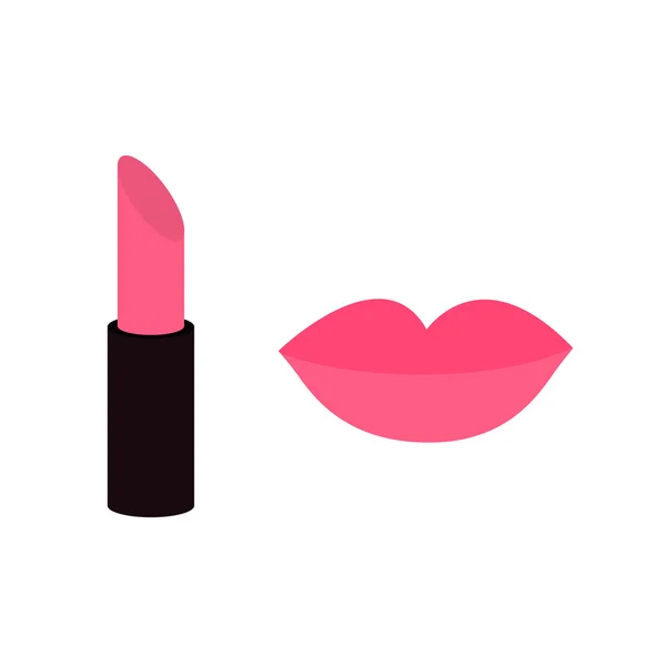 Labios y lápiz labial rosa — Vector de stock