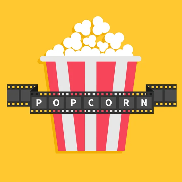 Stora popcorn. Film remsa band linje med text. — Stock vektor