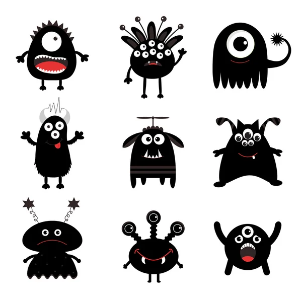 黑色的怪物集 — 图库矢量图片