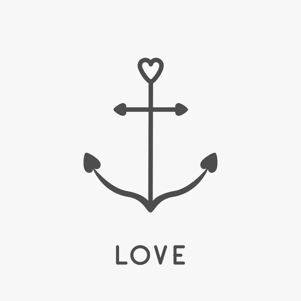 Anchor icon in shapes of heart. — Stock Vector