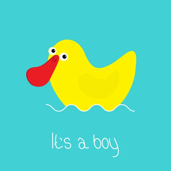 Babyduschkarte mit lustiger gelber Ente. — Stockvektor