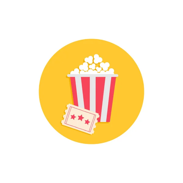 Popcorn box en ticket. — Stockvector