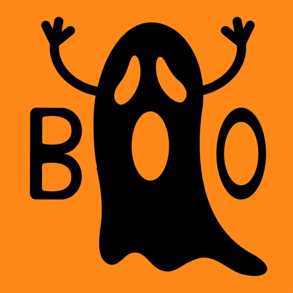 Feliz Halloween. Fantasma volador negro divertido con las manos — Archivo Imágenes Vectoriales