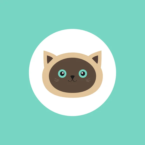 フラットなデザインスタイルのシャム猫ヘッド丸い円アイコン ストックベクター C Worldofvector