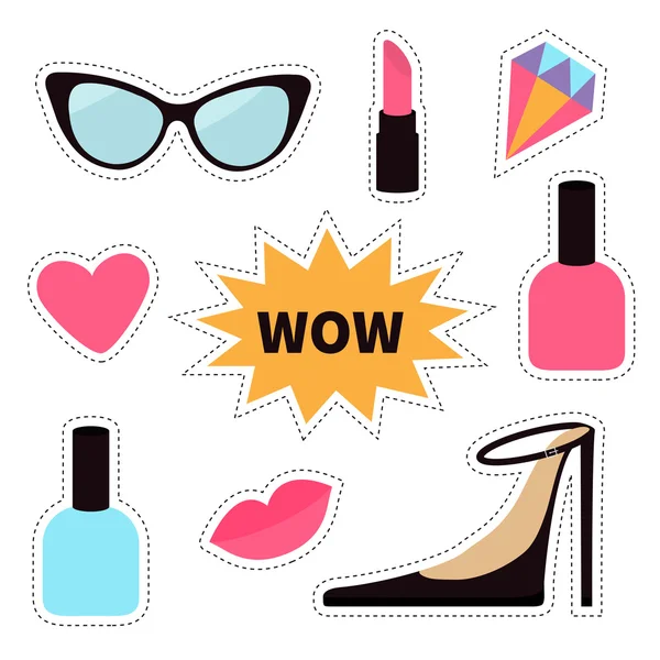 Quirky fashion stickers set — Stock Vector