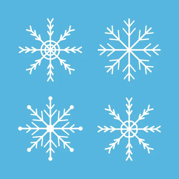 Schneeflocken Icon Set Vier Weiße Schneeflocken Frohe Weihnachten Frohes Neues — Stockvektor