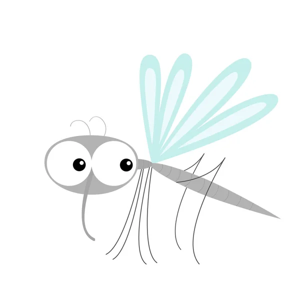 Icono Mosquito Lindo Personaje Divertido Kawaii Dibujos Animados Colección Insectos — Archivo Imágenes Vectoriales