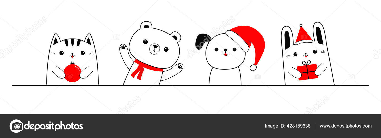 Kucing Beruang Kucing Kelinci Kelinci Set Hewan Memegang Kotak Hadiah Stok Vektor Worldofvector 428189638