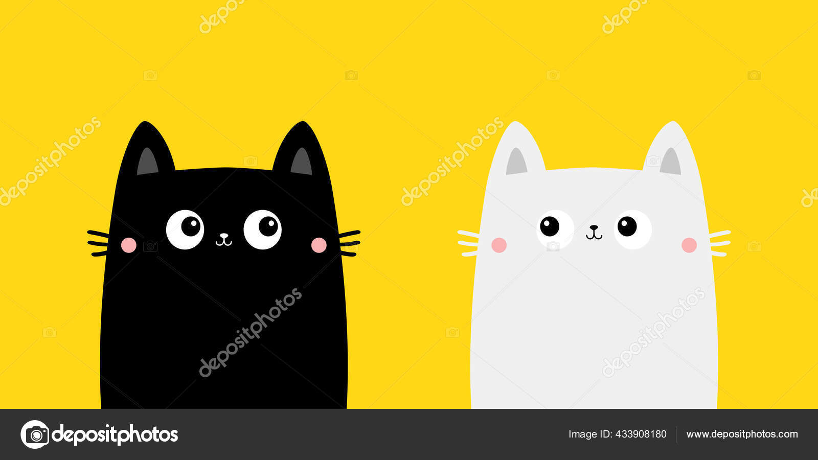 Cute Black Cat Icon. Funny Cartoon Character. Kawaii Animal. Tail