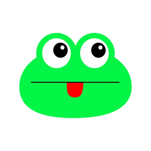 Frog Face Icon Cute Cartoon Kawaii Funny Baby Character Green — Stock Vector