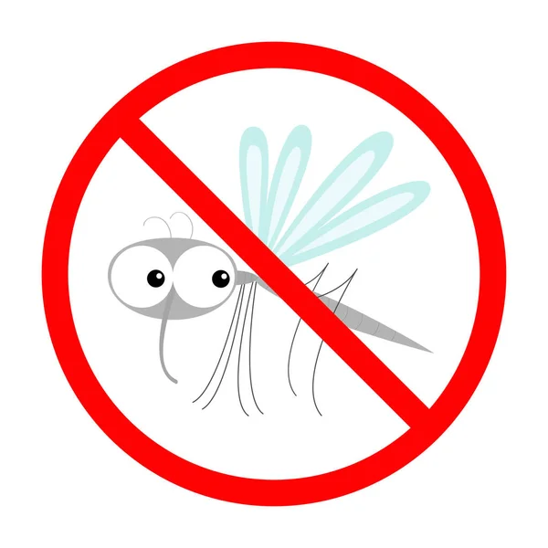 Prohibir Icono Señal Stop Rojo Prohibición Cruzar Línea Mosquito Kawaii — Archivo Imágenes Vectoriales