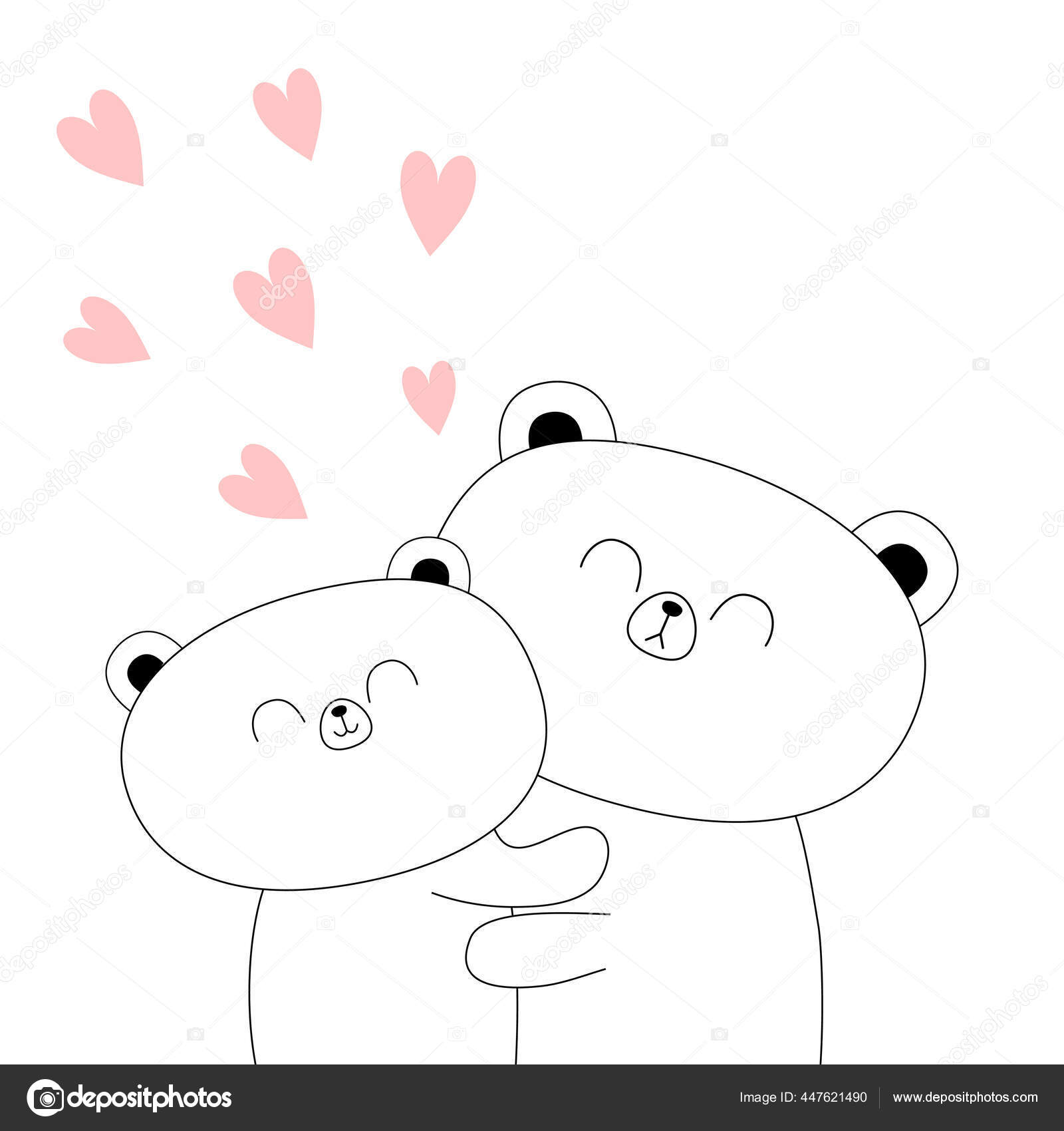 Two black cat head couple family icon red heart Vector Image