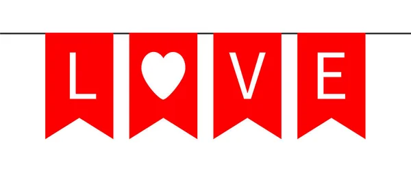 Jardinero Bandera Bunting Feliz Día San Valentín Palabra Roja Amor — Archivo Imágenes Vectoriales