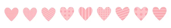 Conjunto Iconos Corazón Rosa Feliz Día San Valentín Lindo Lunar — Archivo Imágenes Vectoriales