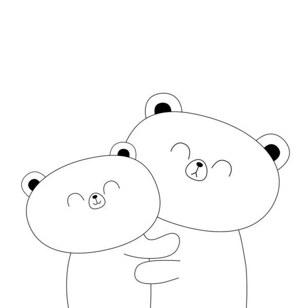 Urso Abraçando Família Casal Abraço Abraço Abraço Sílhueta Contorno Branco — Vetor de Stock