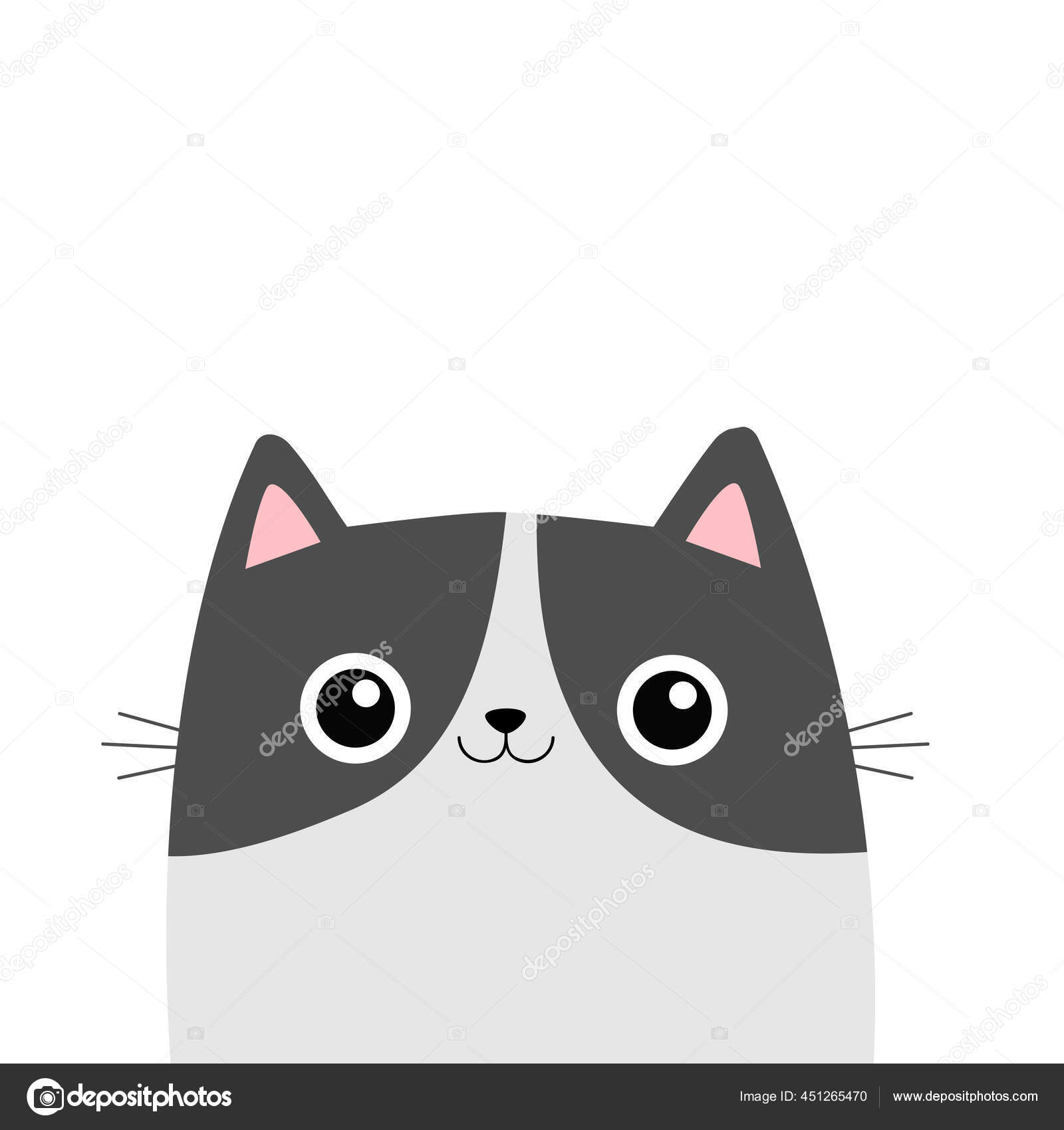 Vector Feliz Bonito Divertido Gatinho Branco Desenho Animado