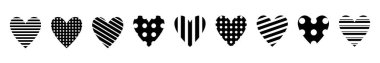 Sevgililer günün kutlu olsun. Kara Kalp ikonu hazır. Aşk işareti basit bir şablon. Şirin benekli, çizgi desenli. Tebrik kartı. Dekorasyon elemanı. Kare kompozisyon. Düz dizayn. Beyaz arkaplan Vektörü