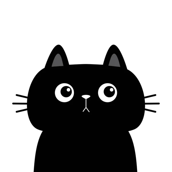 黒猫子猫のシルエットアイコン かわいいカワイイ漫画のキャラクター 悲しい顔だ ピンクの頬 ハッピーバレンタインデー 赤ちゃんグリーティングカードTシャツノートブックカバープリント 白地だ 平面設計ベクトル — ストックベクタ
