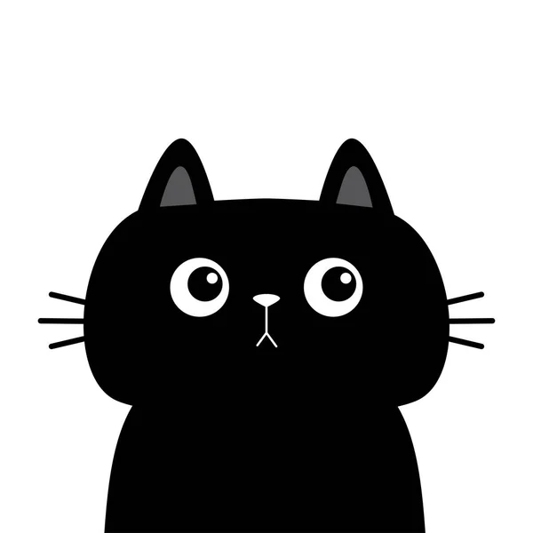 Gatinho Gato Preto Ícone Silhueta Gatinho Personagem Desenho Animado Bonito — Vetor de Stock