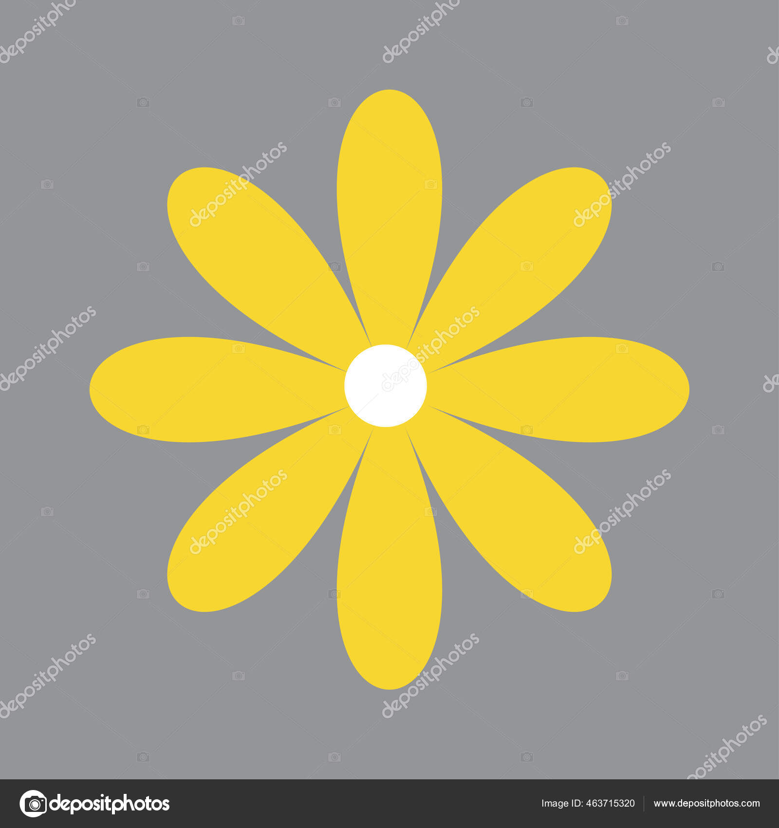 黄色のデイジーカモミールアイコン 大きなカモミールだ かわいい丸い花の頭の植物 装飾要素 ラブラブカード 成長する概念 フラットデザイン  究極の灰色の背景を照明します ベクトル ストックベクター ©worldofvector 463715320, image size:1600x1700