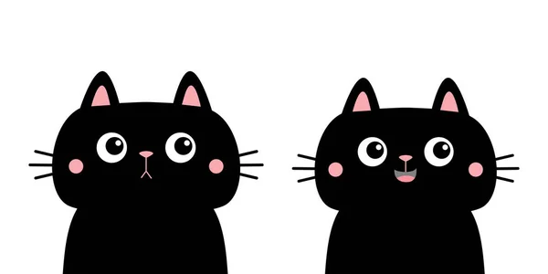 Set Gatos Gatito Negro Gatito Silueta Icono Lindo Personaje Dibujos — Archivo Imágenes Vectoriales