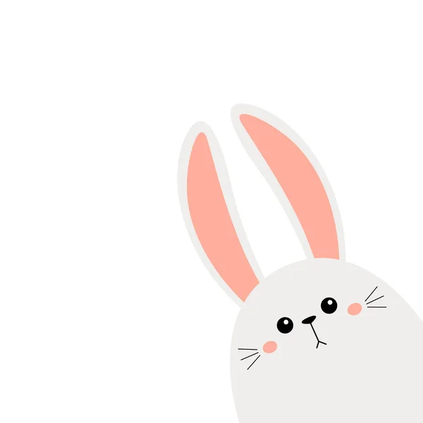 Bunny Rabbit Face Head Icon Corner Cute Kawaii Hare Animal — Stock Vector